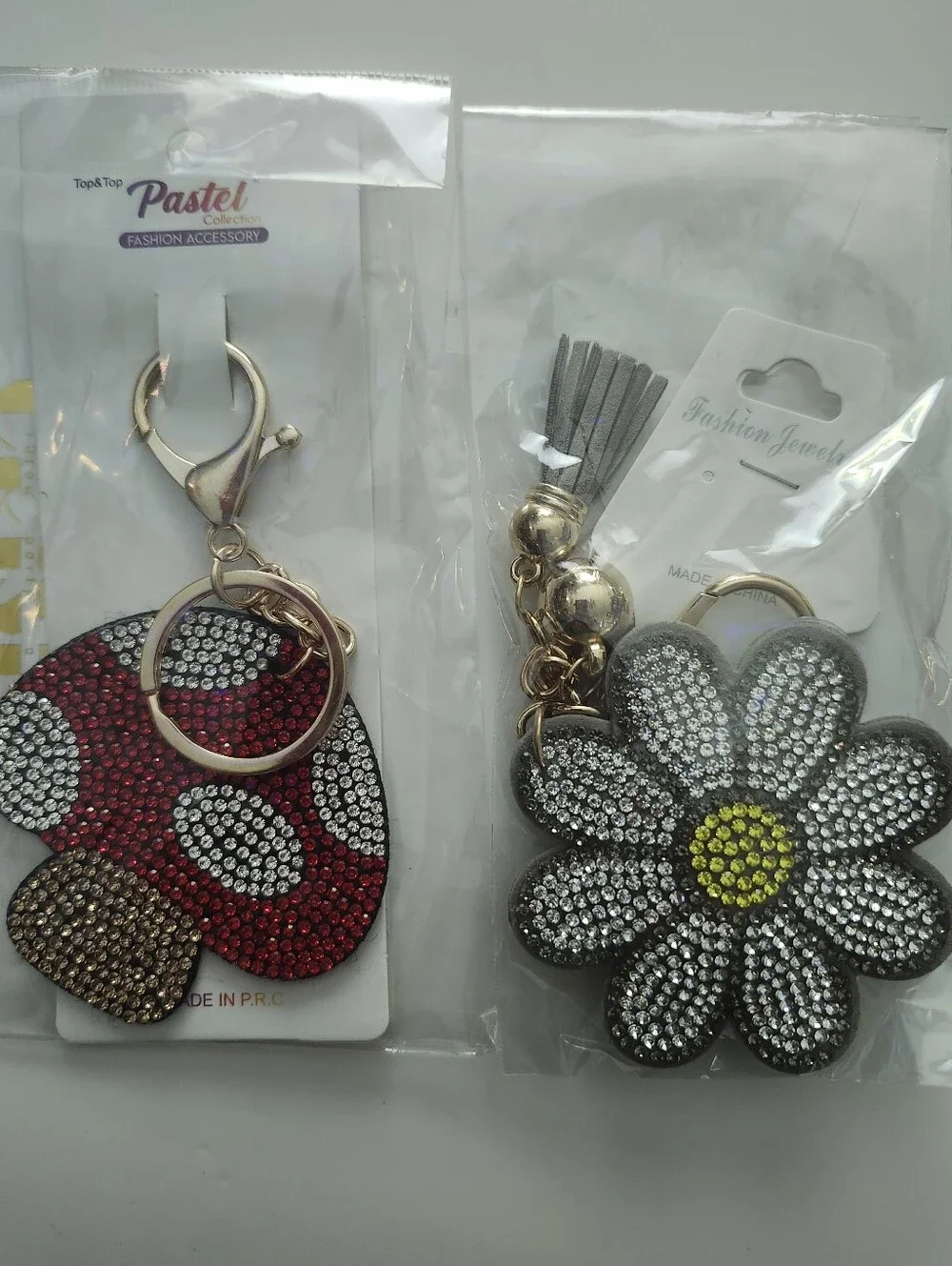 Red Mushroom Crystal Keychain And Flower Bag Charm